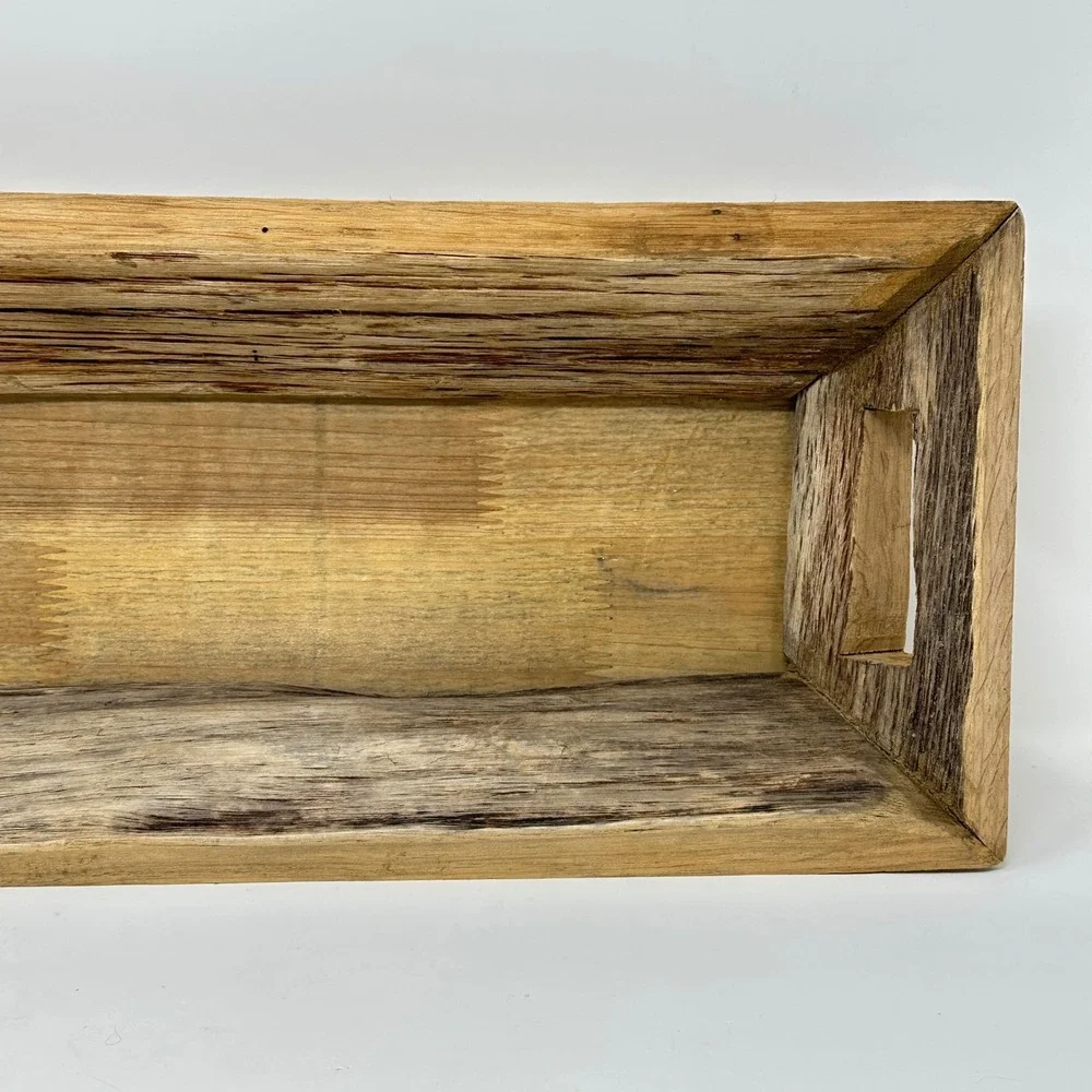 Rustic Reclaimed Wood Decorative Dough Bowl Tray Handles 20